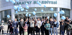 Blue Balloons Rise in Karatay