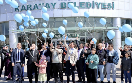 Blue Balloons Rise in Karatay
